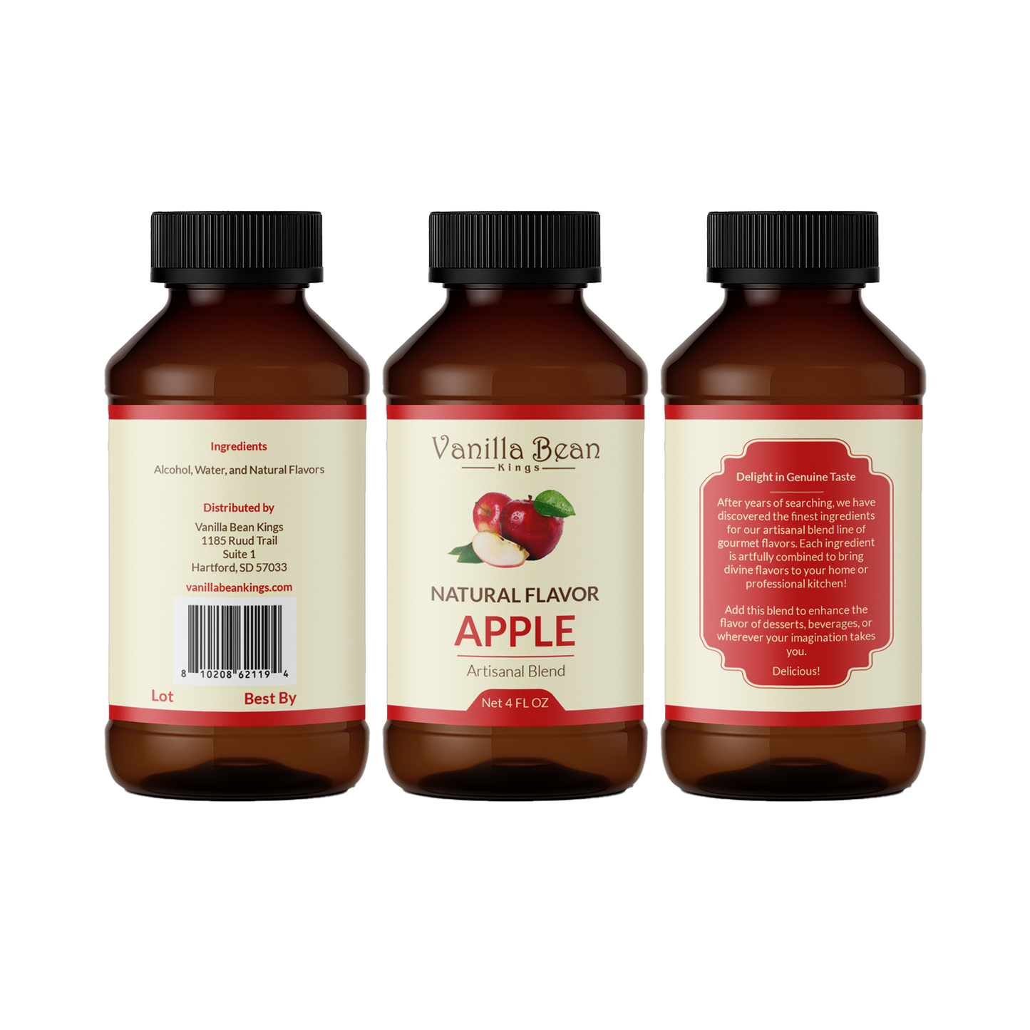 Natural Apple Extract for Baking and Flavoring - 4 OZ - Natural Flavors for Baked Goods, Desserts, & Cooking