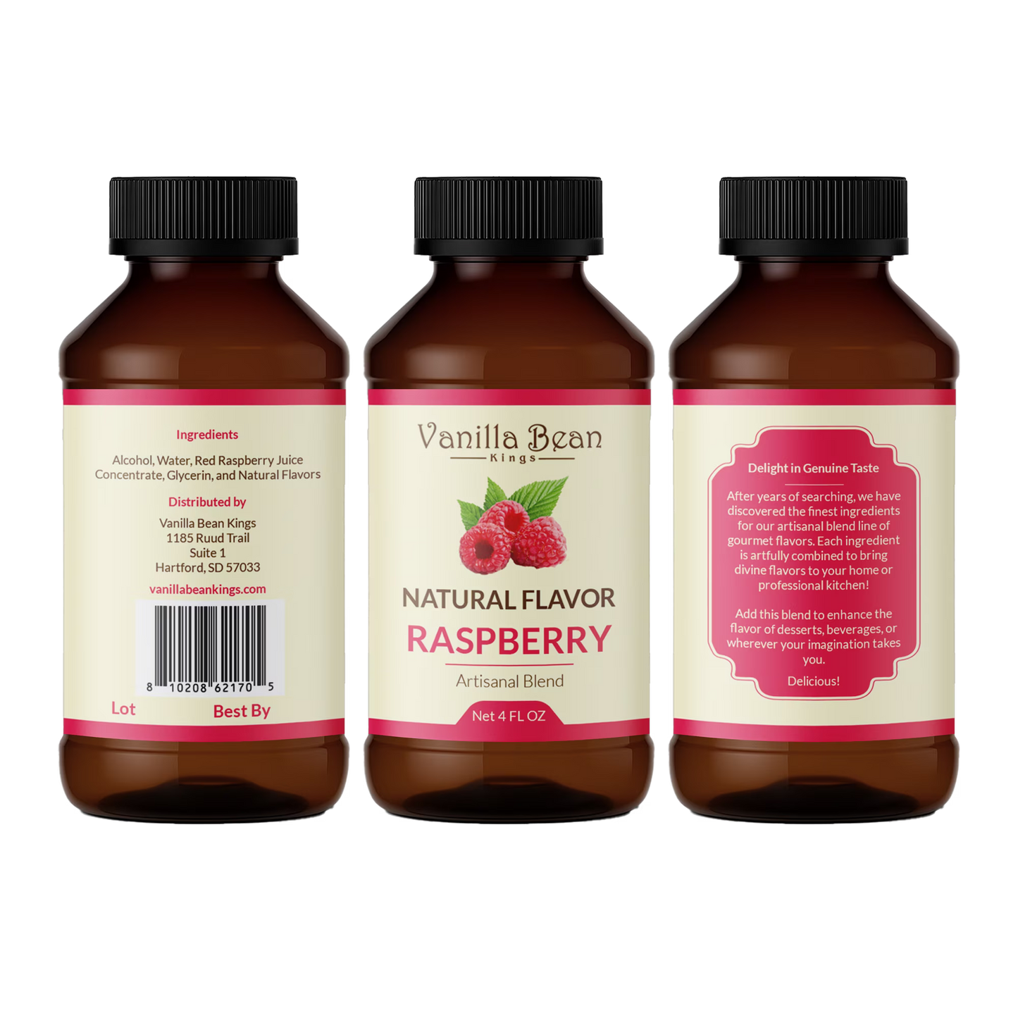 Raspberry Extract for Baking and Flavoring - 4 OZ - Natural Flavors for Baked Goods, Desserts, & Cooking