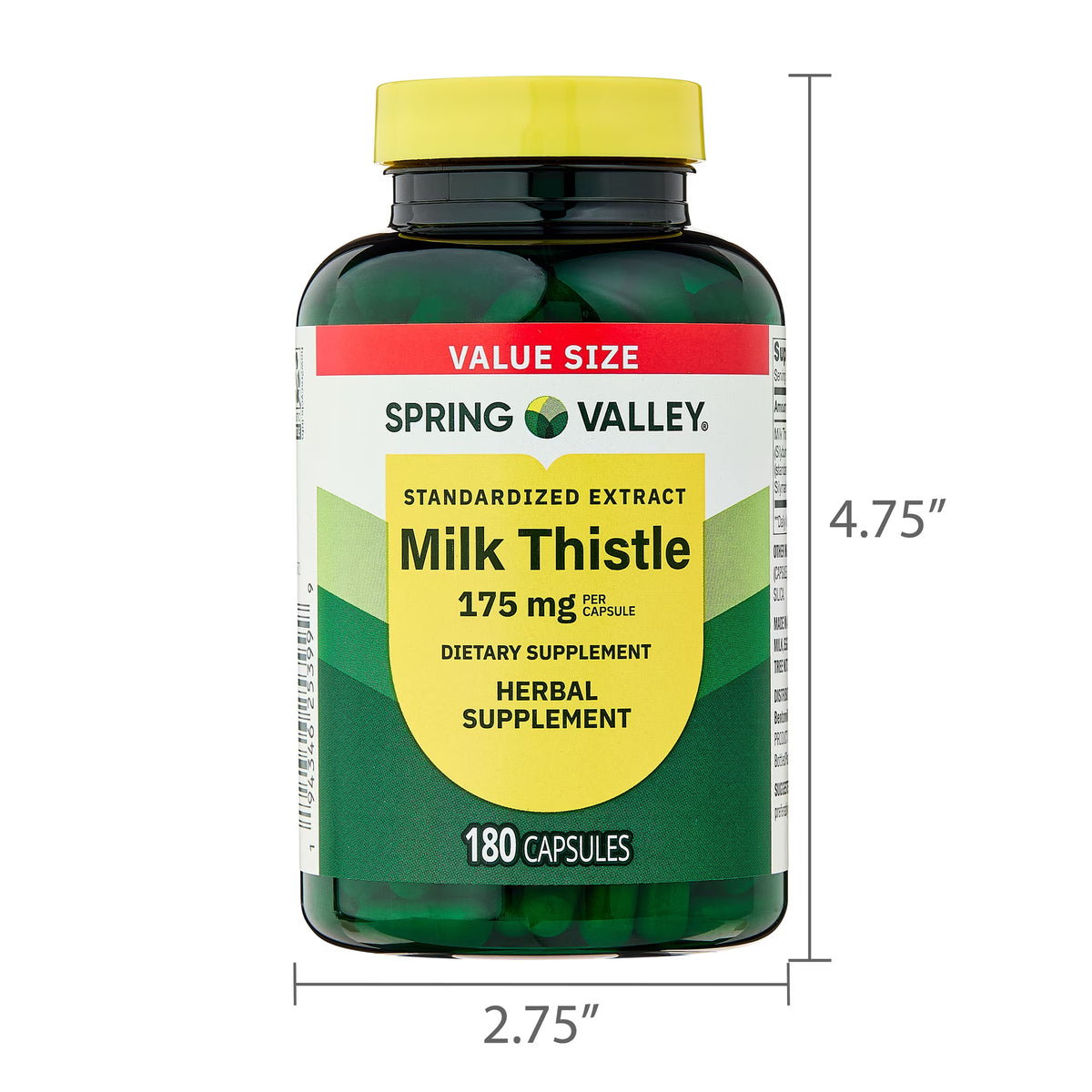 (3 pack) Spring Valley Standardized Extract Milk Thistle Dietary Supplement Capsules, 175 mg, 180 Gelatin Capsules