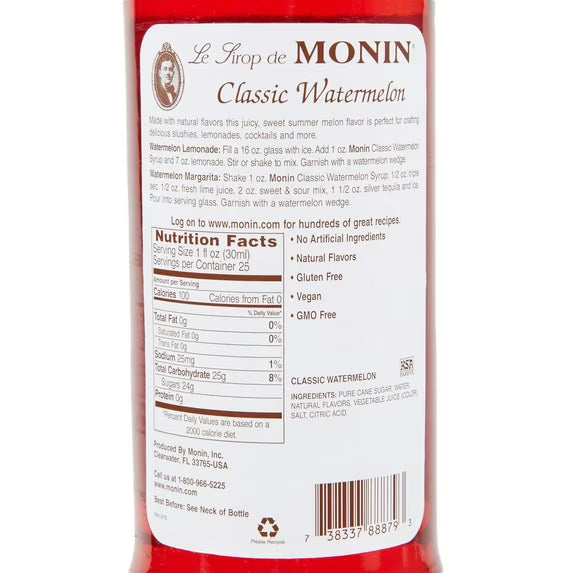 Monin Watermelon Classic Syrup 750ML Glass Bottle M-AR255A