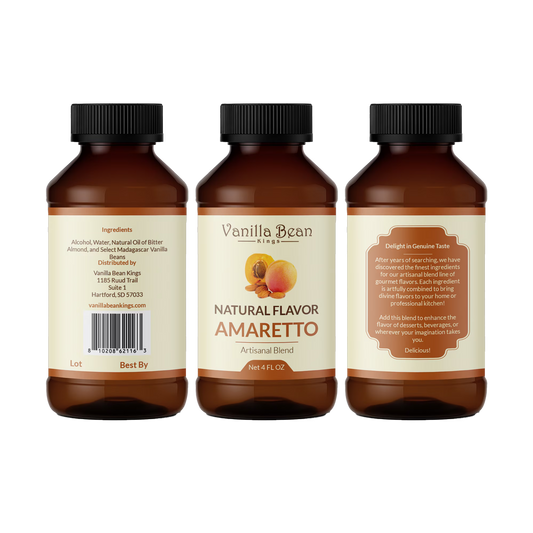 Pure Amaretto Extract for Baking and Flavoring - 4 OZ - Natural Flavors for Baked Goods, Desserts, & Cooking