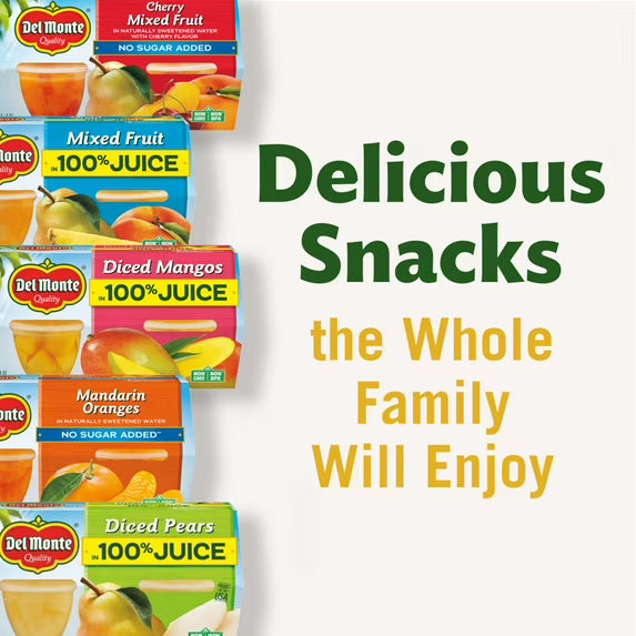 Del Monte Mandarin Orange Fruit Cup Snacks, 4 oz Cup (Pack of 4)