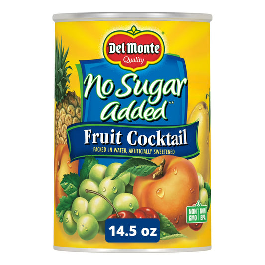 (12 pack) Del Monte No Sugar Added Mixed Fruit Cocktail, Canned Fruit, 14.5 oz Aluminum Can