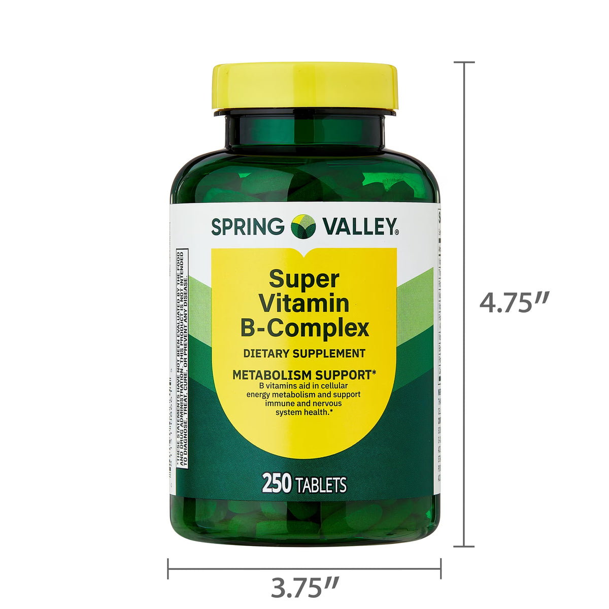 Spring Valley Super Vitamin B-Complex, 250 Count, Dietary Supplement Tablets for Metabolism Support