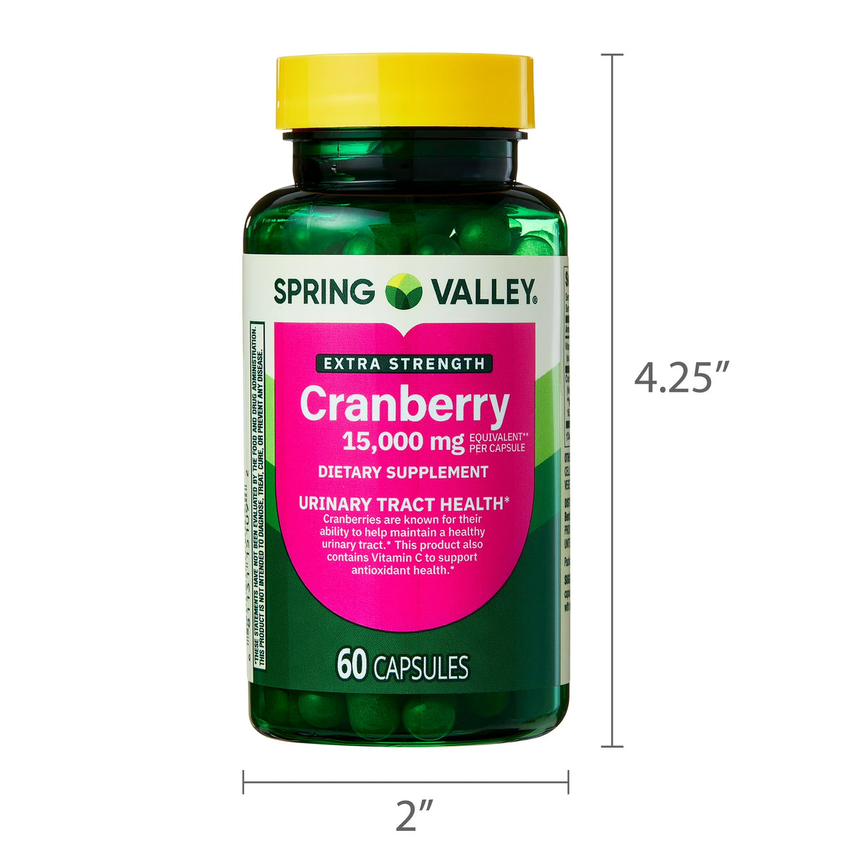 Spring Valley Extra Strength Cranberry Dietary Supplement Capsules, 15,000mg, 60 Count