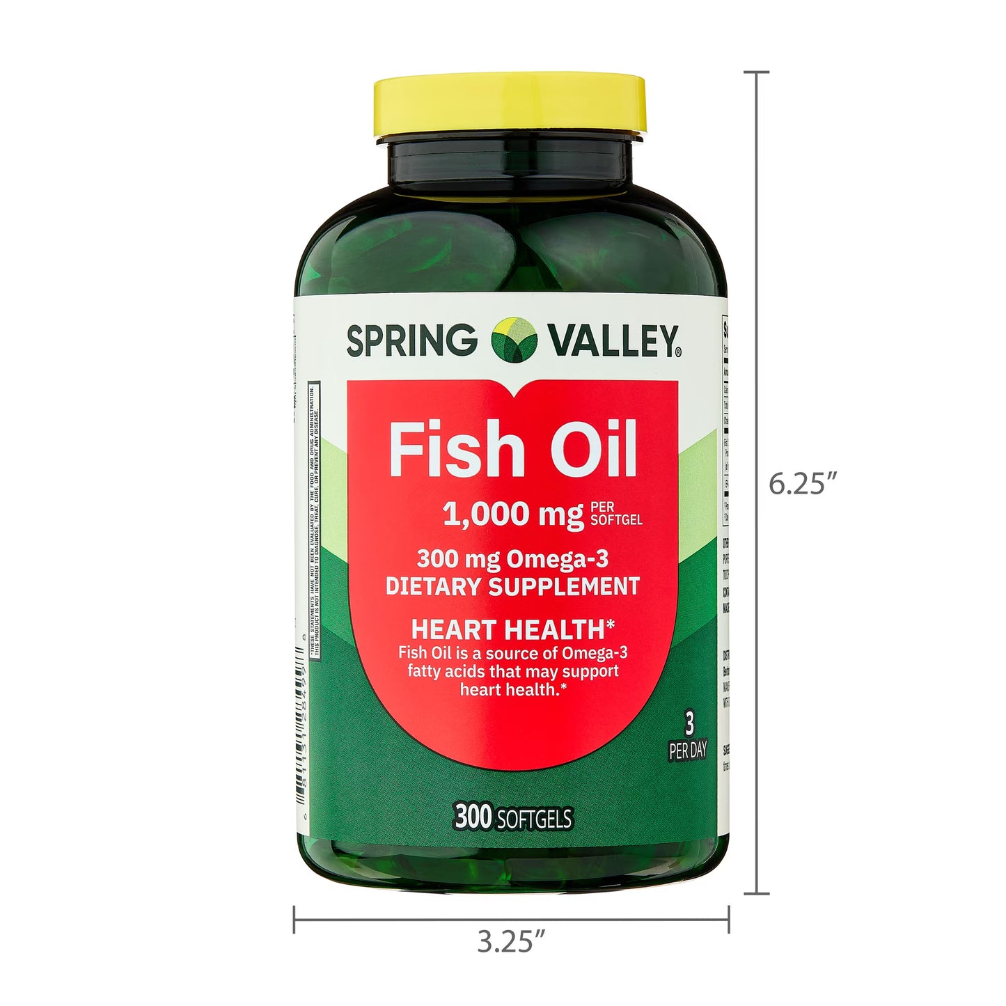 Spring Valley Fish Oil Omega-3 Softgels for Heart Health, 1000 mg, 300 Count
