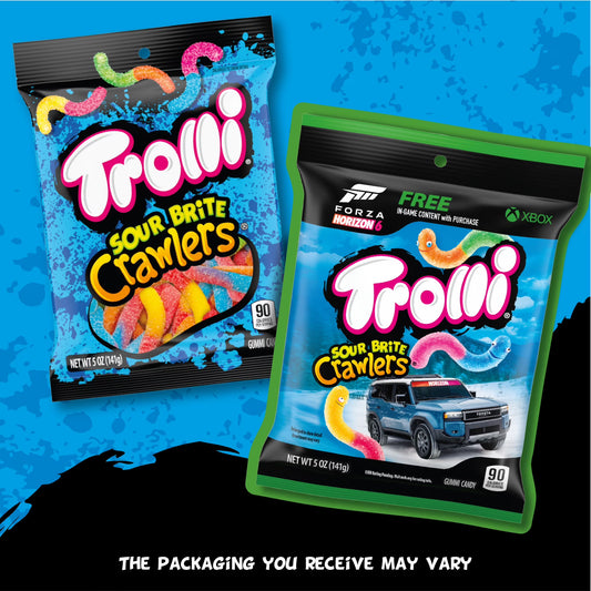 Trolli Sour Brite Crawlers, Candy, Cherry-Lemon, Strawberry-Grape & Orange-Lime, Sweet and Sour, Gummy Worms, 5 oz