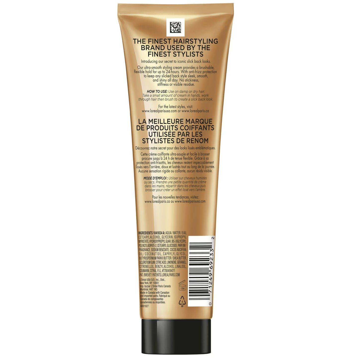 L'Oreal Paris Elnett Anti-Frizz Slick Back Styling Cream for Flexible Hold, 5.1 fl oz