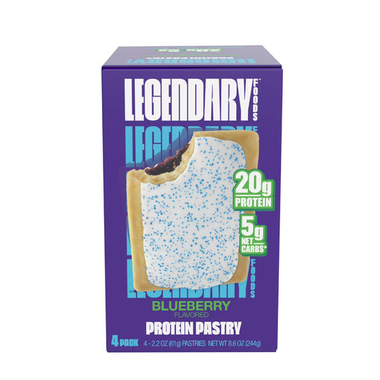 Legendary Foods Blueberry Protein Pastry, 20g Protein, 4 Pack, Keto Friendly, Gluten Free