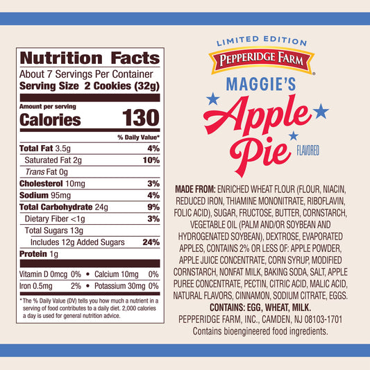 Pepperidge Farm Maggie's Apple Pie Cookies, 8.2 oz Bag