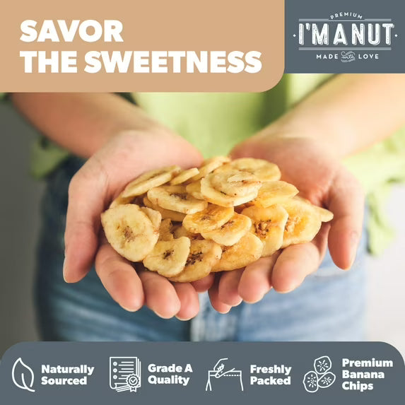 Premium Dried Banana Chips 32oz, Non-GMO, Batch Tested, Gluten & Peanut Free Ethically Sourced Dried Fruit, Kosher