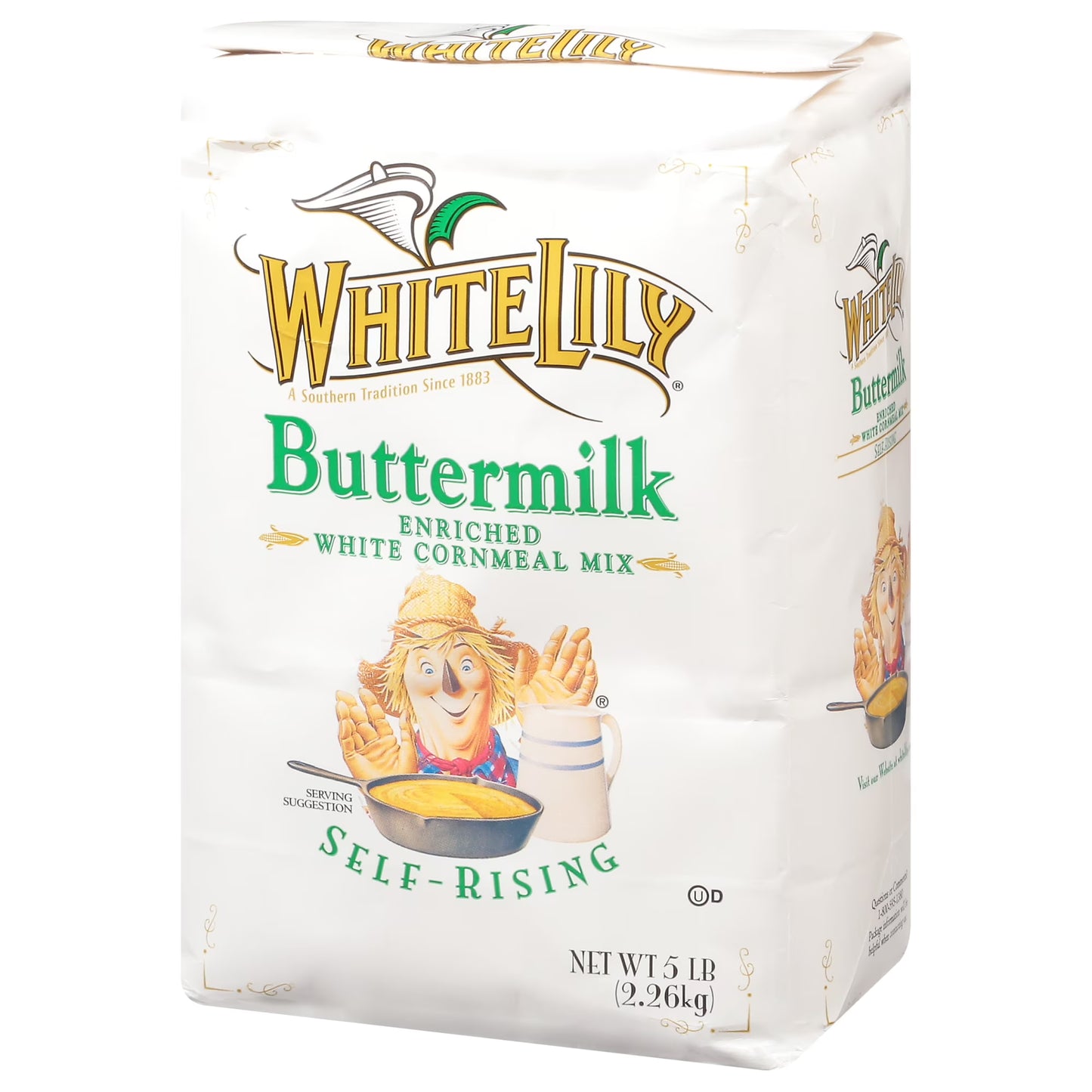 (2 pack) White Lily Self-Rising Buttermilk White Cornmeal Mix, 5 lb Bag