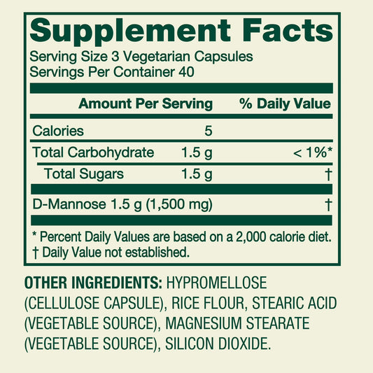 (3 pack) Spring Valley D-Mannose Urinary Tract Support Dietary Supplement, 500 mg, 120 Vegetarian Capsules