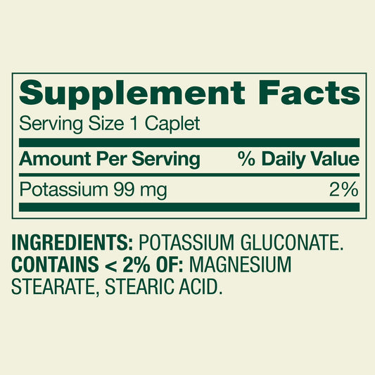 Spring Valley Potassium Dietary Supplement Caplets for Heart Health, 99 mg, 500 Count Value Size