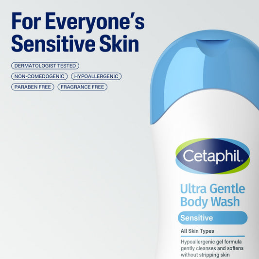 (3 pack) Cetaphil Ultra Gentle Body Wash, For Dry to Normal, Sensitive Skin, Fragrance Free, 16.9 fl oz
