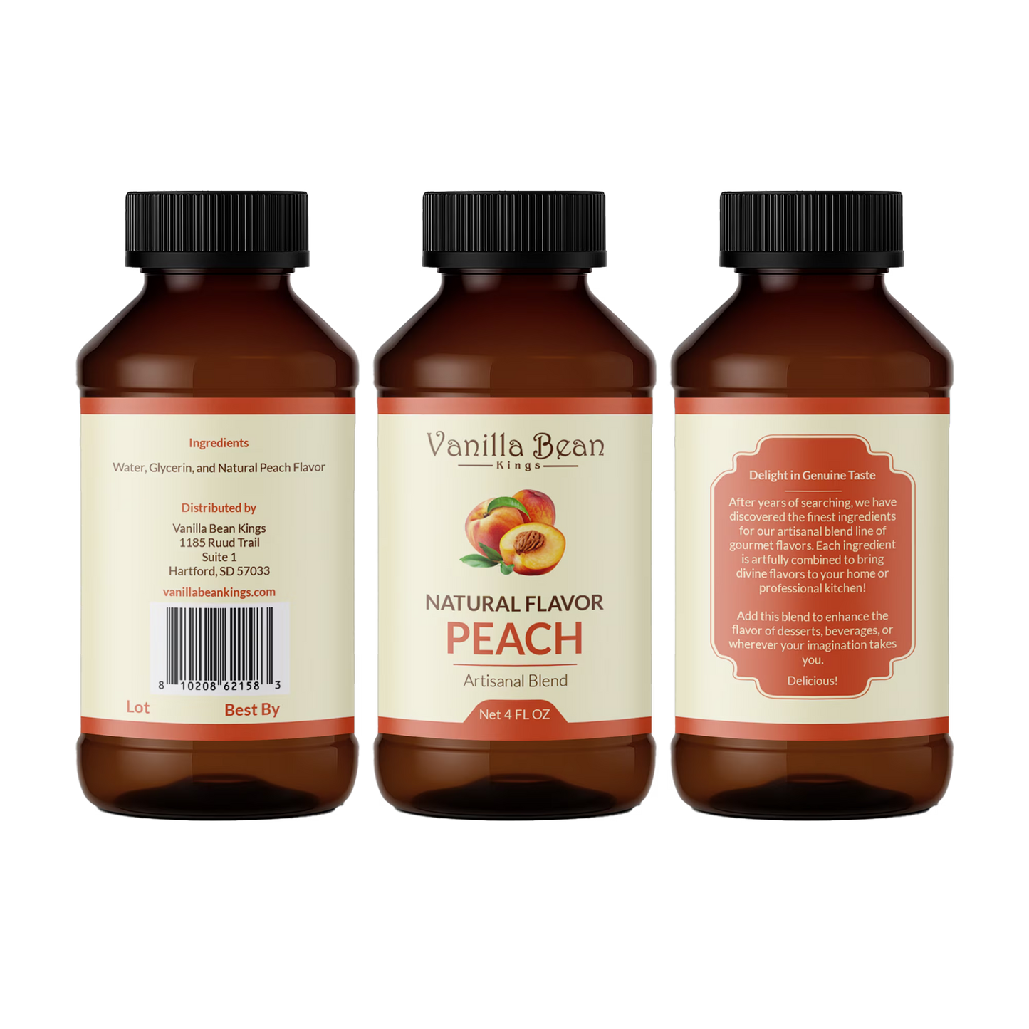 Peach Extract for Baking and Flavoring - 4 OZ - Naturals Flavors for Baked Goods, Desserts, & Cooking (Peach Extract)