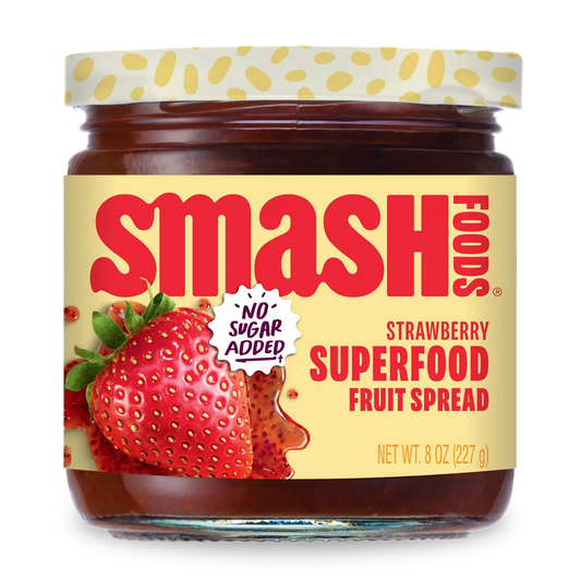(3 pack) Smash Foods, Strawberry Jam, No Sugar Added, Low-Calorie, Vegan (1 Jar)