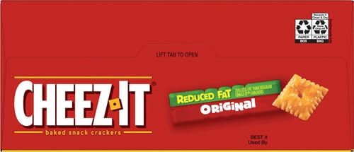 Cheez-It Cheese Crackers, Baked Snack Crackers, Lunch Snacks, Family Size, Reduced Fat Original, 19oz Box (1 Box) (Pack of 2)