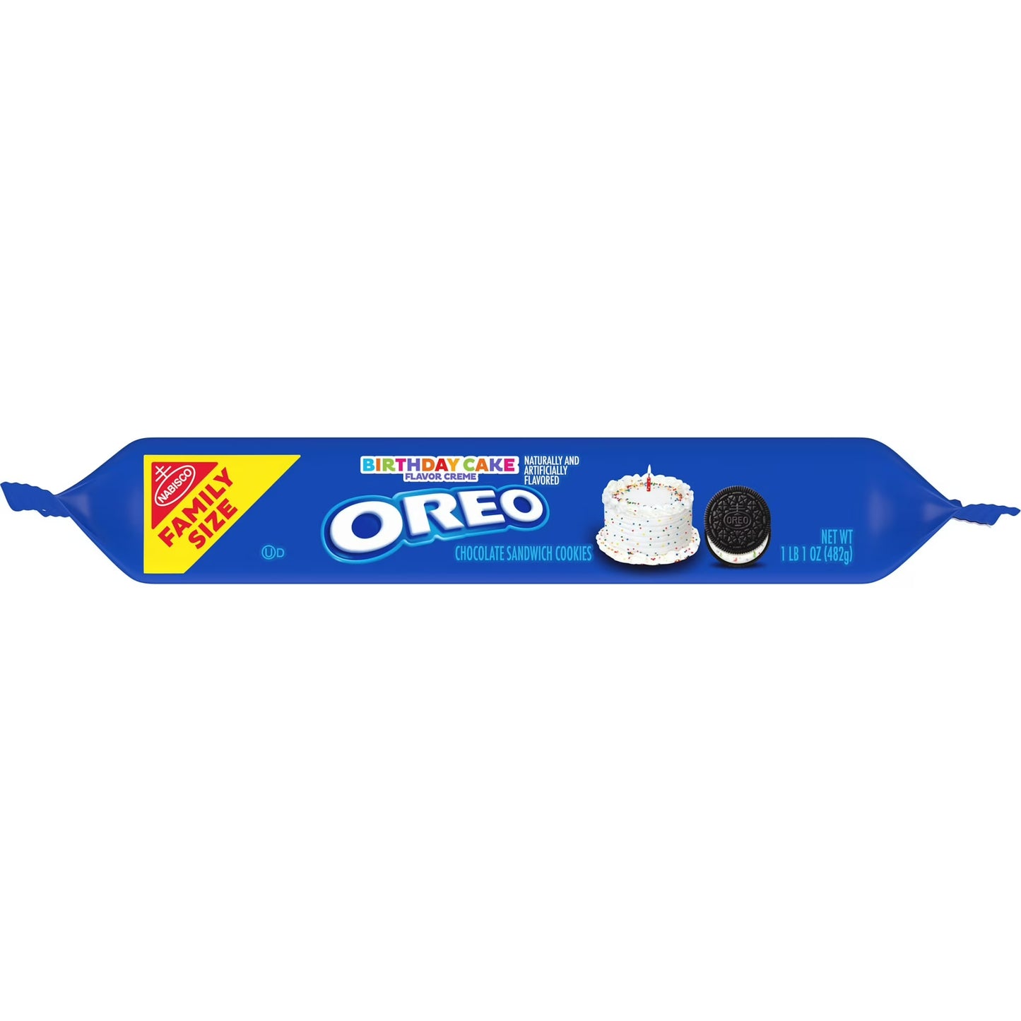 OREO Birthday Cake Creme Chocolate Sandwich Cookies, Family Size, 17 oz
