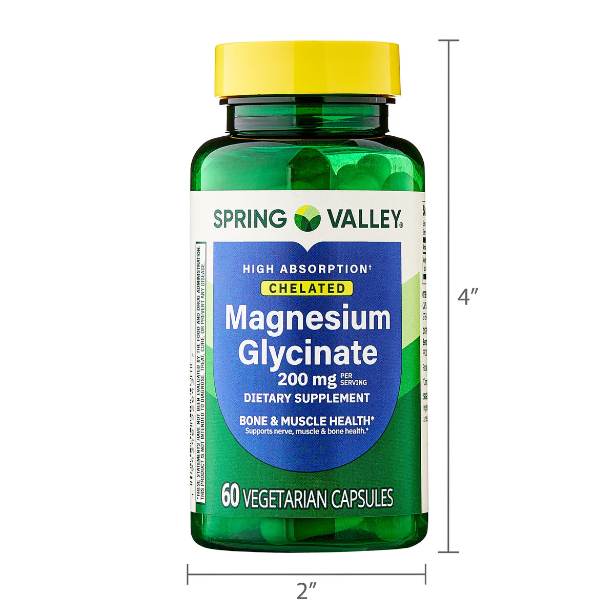 Spring Valley Magnesium Glycinate 200 mg Capsules, Supports Bone & Joint Health