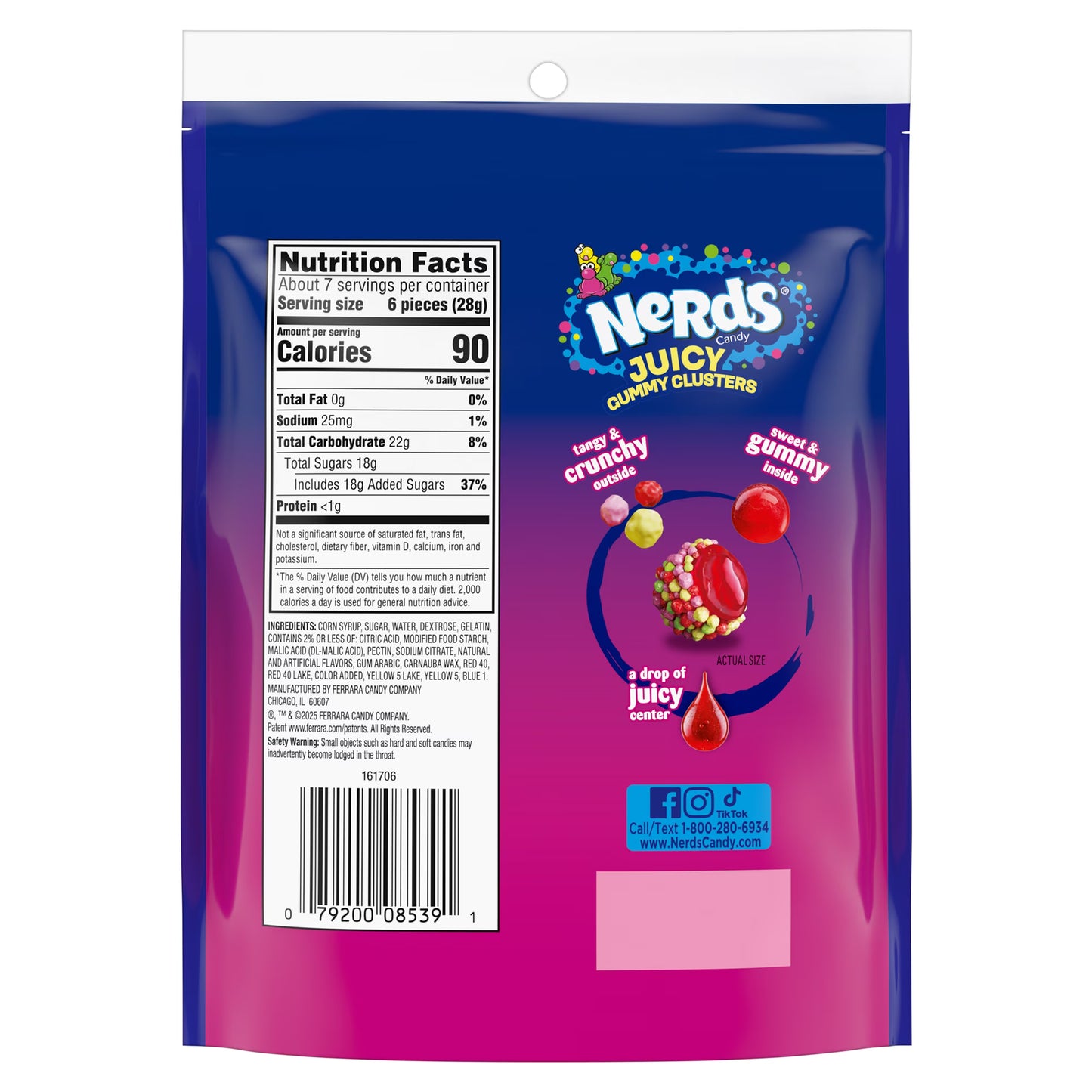 NERDS Juicy Gummy Clusters, Strawberry Punch, Juicy and Gummy Candy, for Snacking and Sharing, 7.15 oz Stand Up Bag