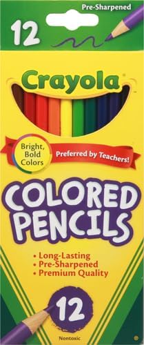 Crayola Colored Pencils, Assorted Colors, Pre-sharpened, Adult Coloring, 12 Count, Gift