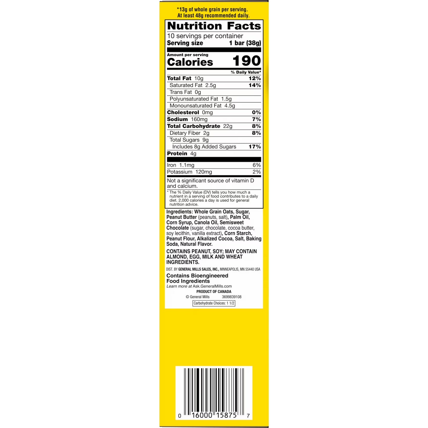 Nature Valley Biscuit Sandwiches, Chocolate Peanut Butter, Snack Bars, 10 Bars, 13.5 oz