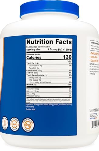 Nutricost Whey Protein Isolate (Unflavored) 5LBS (Pack of 2)