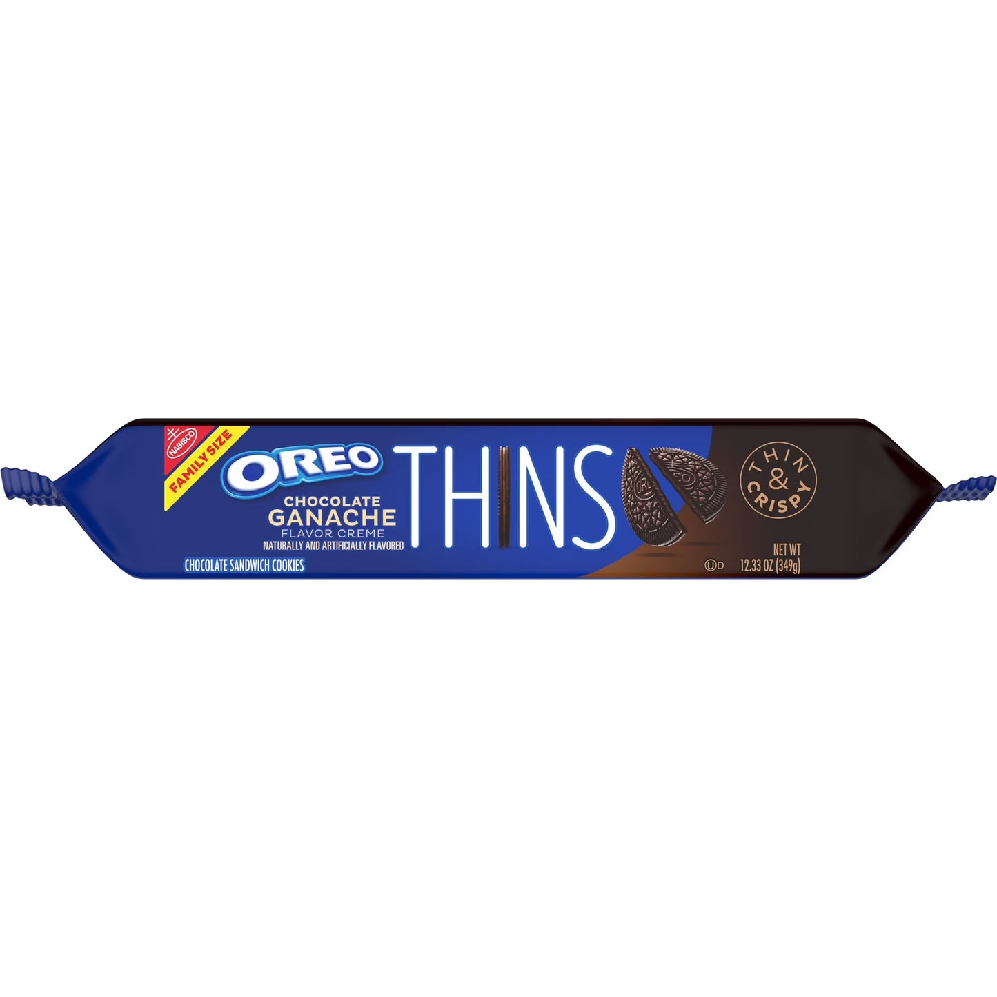 OREO Thins Chocolate Ganache Creme Chocolate Sandwich Cookies, Family Size, 12.33 oz