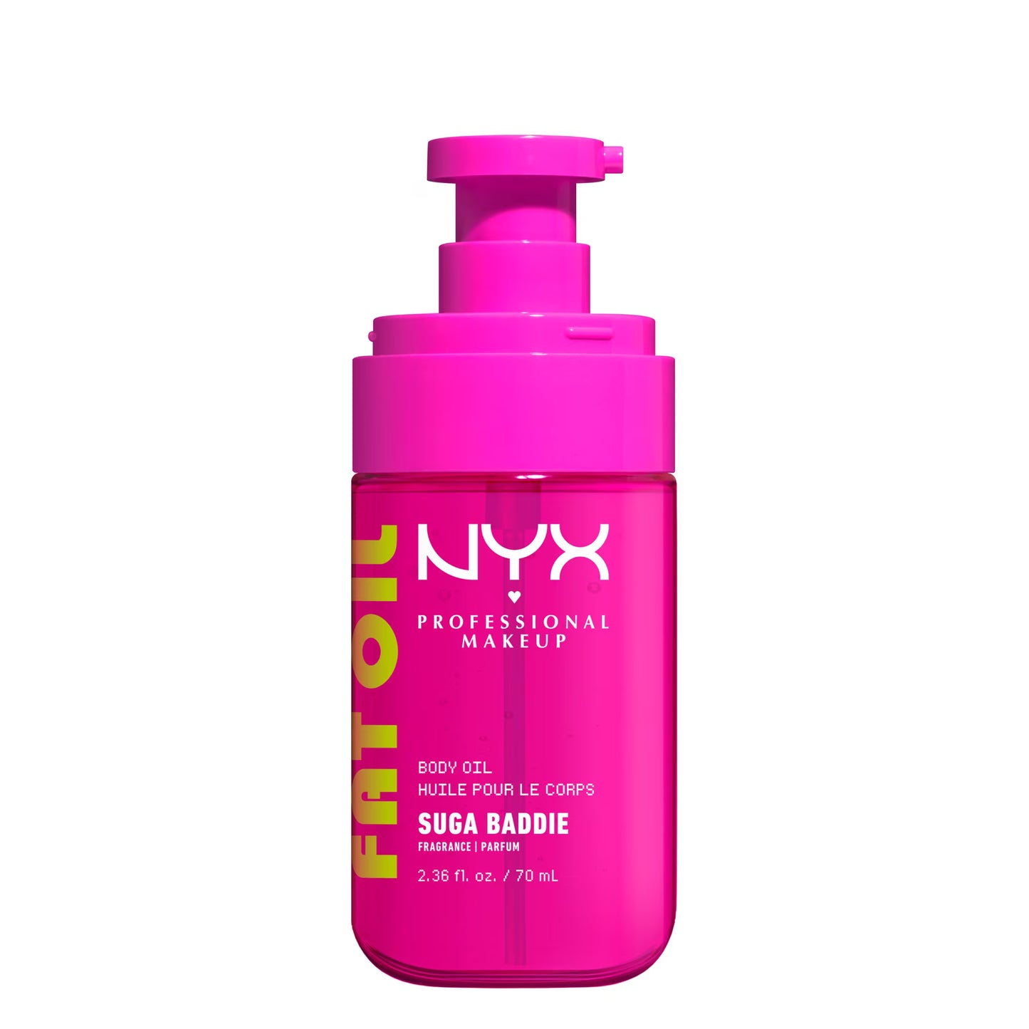NYX Professional Makeup Fat Oil Hydrating Body Oil for Body Glow with Avocado Oil & Vitamin C, Suga Baddie, 2.36 fl oz