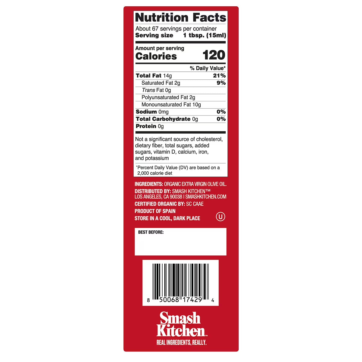 Smash Kitchen Organic Robust Extra Virgin Olive Oil, 33.8 fl oz