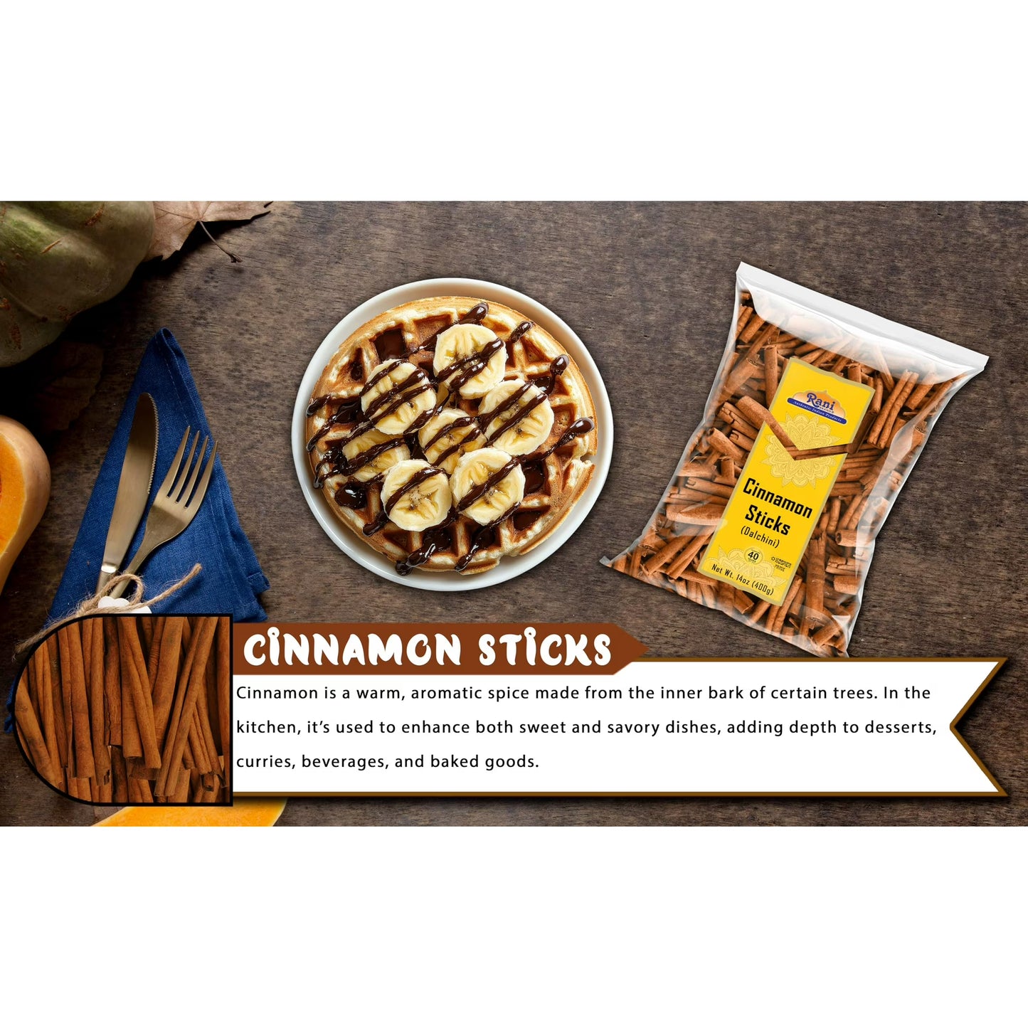 Rani Cinnamon Sticks 14oz (400g) - 72-88 Sticks - Strong Aroma, Perfect for Baking, Cooking & Beverages | 3+ Inches Length - Cassia Saigon Cinnamon from Vietnam | Kosher