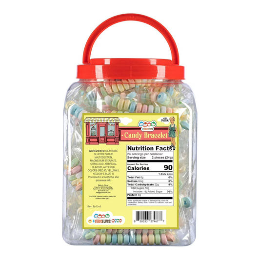 48 Candy Bracelets Individually Wrapped, Bracelet Candy Jewelry, Pastel Candy for Buffet, Goody Bag Stuffers, Barbie Party Favor for Kids, (Pack of 48x0.42oz/11.9g) by 4YoreElves