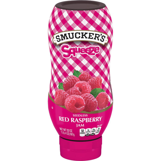 (3 pack) Smucker's Squeeze Seedless Red Raspberry Jam, 20 oz Squeezable Bottle