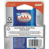 Great Value Alkaline AAA Batteries, 8 Count (Plastic Free Packaging)