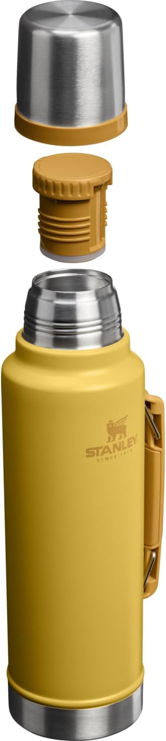 Stanley Classic Legendary Vacuum Bottle 1.5 qt | Wide Mouth with Leakproof Cup Lid | Keep Drinks Hot or Cold | Packable for Travel | Insulated Stainless Steel Thermos | BPA-Free | Dijon