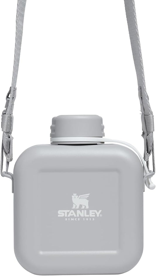 Stanley Next x Nature Canteen 25 oz | Lightweight Stainless Steel Water Bottle with Adjustable Strap & Tethered Lid | BPA-Free | Ash