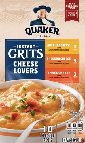 Quaker Instant Grits, Cheese Lovers Variety Pack, 0.98oz Packets (10 Pack)