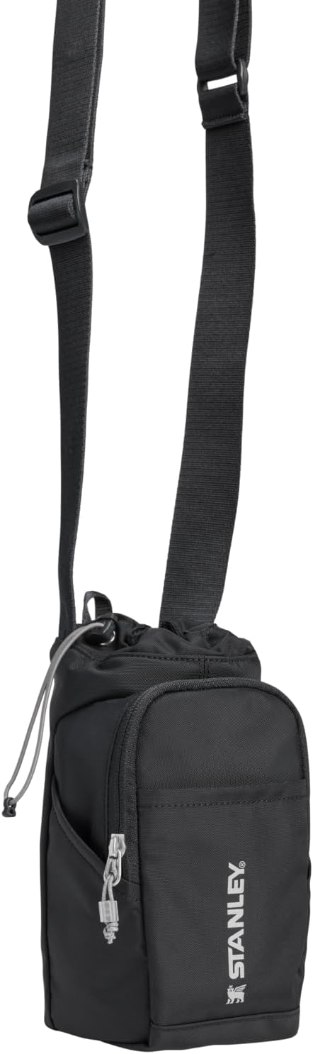 STANLEY Vitalize Carry-All Bag | Bottle Holder with Drawstring Cinch | Adjustable Shoulder Strap | Zippered Valuables Pocket | Durable Recycled Fabric | Black