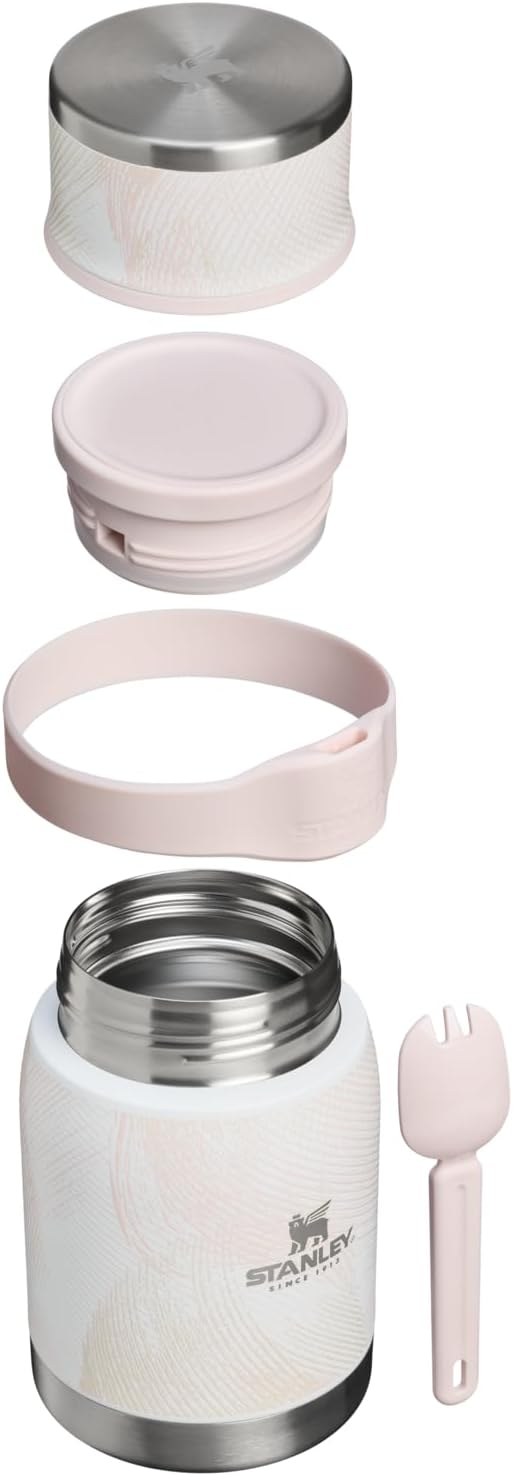 STANLEY Adventure To-Go Food Jar and Spork 24 oz | Vacuum Insulated Food Container | Wide Mouth Screw On Lid | Packable for Travel | Stainless Steel with Leakproof Lid | BPA-Free | Sahara Plume