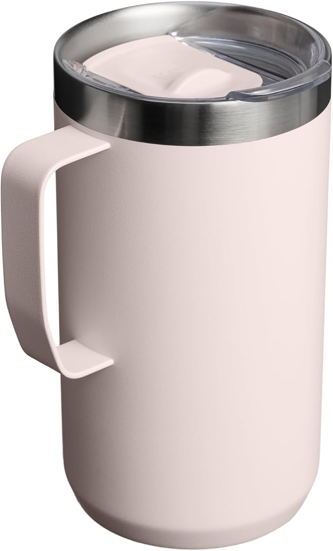 STANLEY Everyday Camp Mug 24oz | Drink Through Lid | Cup for Coffee, Tea and Drinks | Insulated Stainless Steel Coffee Mug | BPA-Free | Rose Quartz