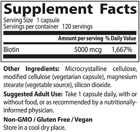 Doctor's Best Biotin Vitamin Supplement 5000 mcg, Vegan, 120 Veg Caps