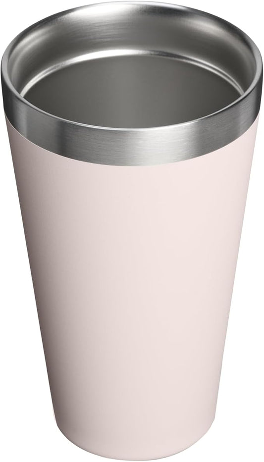 STANLEY Adventure Stacking Beer Pint Glass 16oz | Stackable Drinking Cup for Cold Beverages | Dishwasher Safe | Insulated Stainless Steel Tumbler | BPA-Free | Rose Quartz
