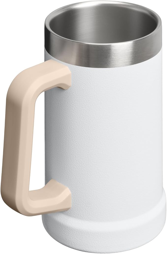 STANLEY Stay-Chill Beer Stein 24 oz | Heavy Duty Big Grip Handle | Beer Tumbler Drink Cup, Holds 2 Cans | Insulated Stainless Steel Party Mug | BPA-Free | Hammertone Frost