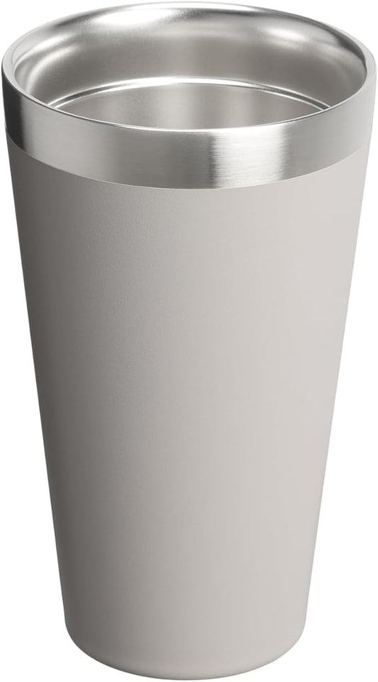 STANLEY Adventure Stacking Beer Pint Glass 16oz | Stackable Drinking Cup for Cold Beverages | Dishwasher Safe | Insulated Stainless Steel Tumbler | BPA-Free | Ash