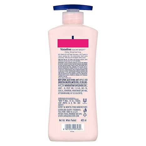 Vaseline Healthy Daily Body Lotion with Vitamin B3, Lightweight Daily Use Moisturizing Lotion – 400 ml (13.52 fl oz)