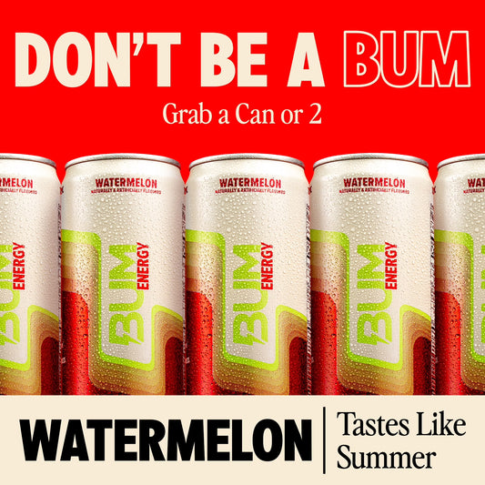 Bum Energy Watermelon Energy Drink, 112 mg Natural Caffeine, 12 fl oz Can