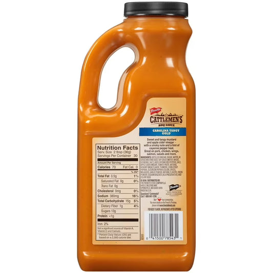 Cattlemen's Kosher Carolina Tangy Gold BBQ Sauce, 38.0 oz Jug