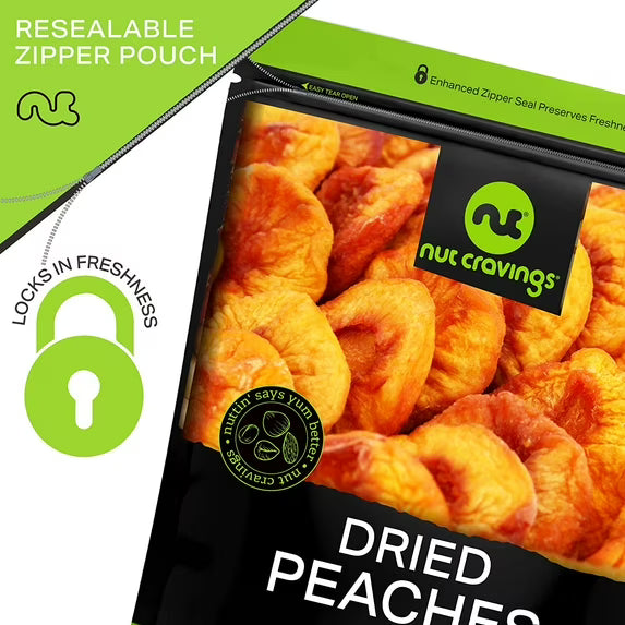 Nut Cravings Sun Dried California Peaches, No Sugar Added (16oz - 1 lbs)