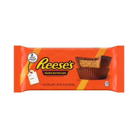 Reese's Milk Chocolate Peanut Butter Cups Candy, Pack 8 oz, 2 Pieces